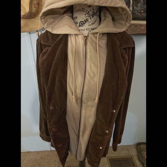 Faux Hoodie Brown Corduroy Jacket - Picture 4 of 6